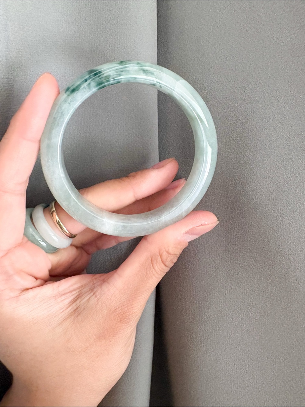 Light Green Jade Bangle Bracelet. Grade A Jadeite Jade.